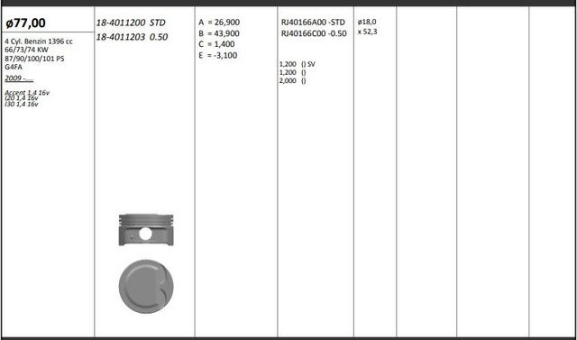 MOTOR PISTONSEGMANI  RIKEN  77.00STD - KINGPISTON 18-4011200