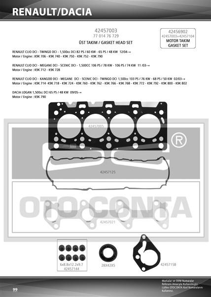 MOTOR UST TAKIM CONTA TEFLON KECELI SUBA - OTOCONTA 42457003