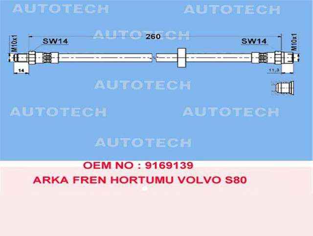 Arka Fren Hortumu Volvo S60 00 Xc70 02 S70 00 S80 00-06 Tvv1 - AUTOTECH TVV15