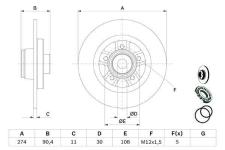 FREN DISKI ARKA RULMANLI - 5 BIJON 274 MM - BOSCH 0986479F30