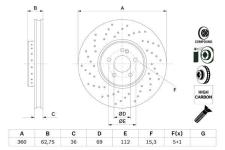 FREN DISKI ON MERCEDES W205 W213 C257 C23 - BOSCH 0986479G38