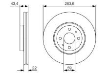 FREN DISKI ON 4 BIJON 283.6 MM ALFA ROMEO - BOSCH 0986479S01