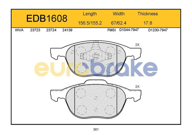 FREN BALATASI ARKA FOCUS 2004 - C-MAX - EUROBRAKE EDB1608