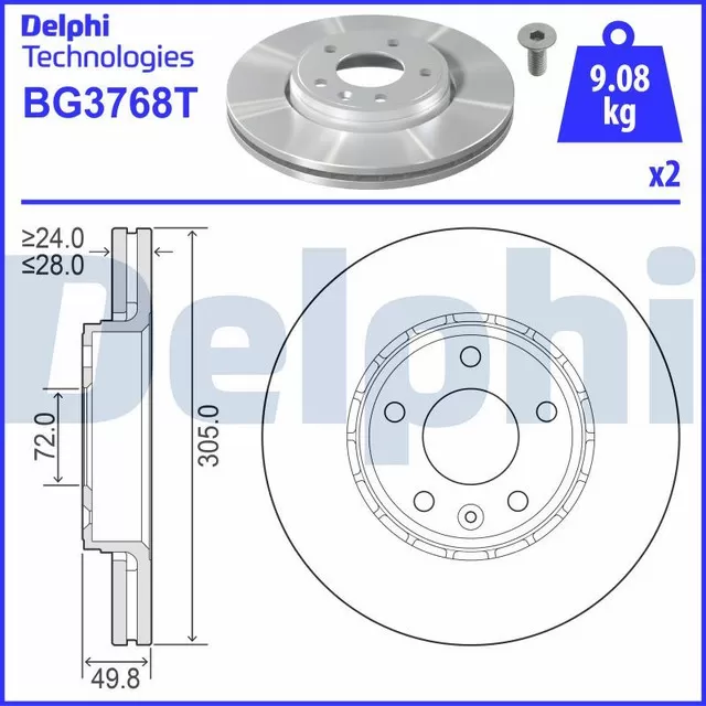 FREN DISKI CIFTLI PAKET DELIKLI ON NISSAN// - DELPHI BG3768T
