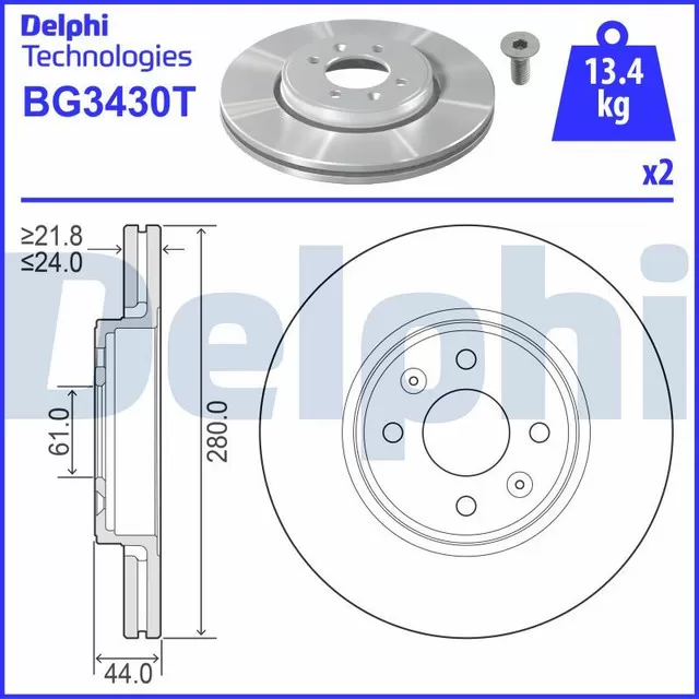 FREN DISKI CIFTLI PAKET DELIKLI ON RENAULT  - DELPHI BG3430T