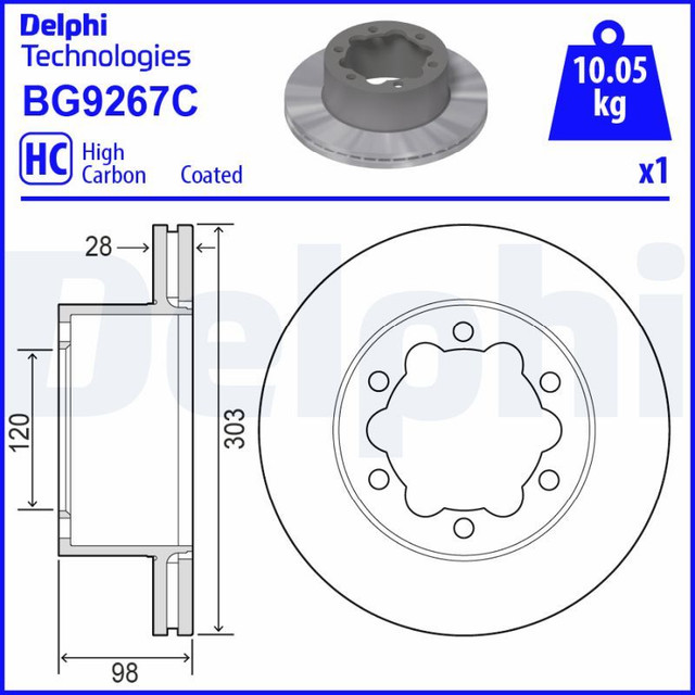 ARKA FREN DISKI TEKLI PAKET BOYALI DELIKLI  - DELPHI BG9267C
