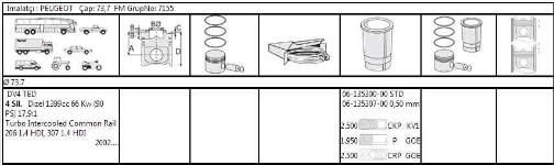 MOTOR SEGMAN 74,20MM 0,50 FARK PEUGEOT P2 - GOETZE 61353070G