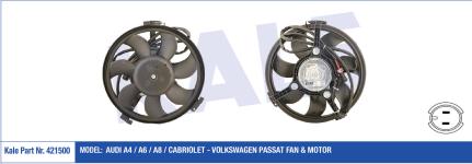 FAN MOTORU AUDI A4 1.6 00-04. 1.8 T 00-02. 1.8 - KALE 421500