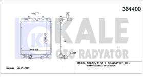 Su Radyatoru Al/pl/brz Citroen C1 1.0 05-14.İi - KALE 364400