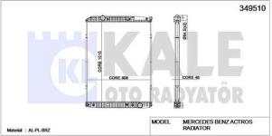 RADYATOR MOTOR MERCEDES BENZ ACTROS CERCEVESIZ - KALE 349510