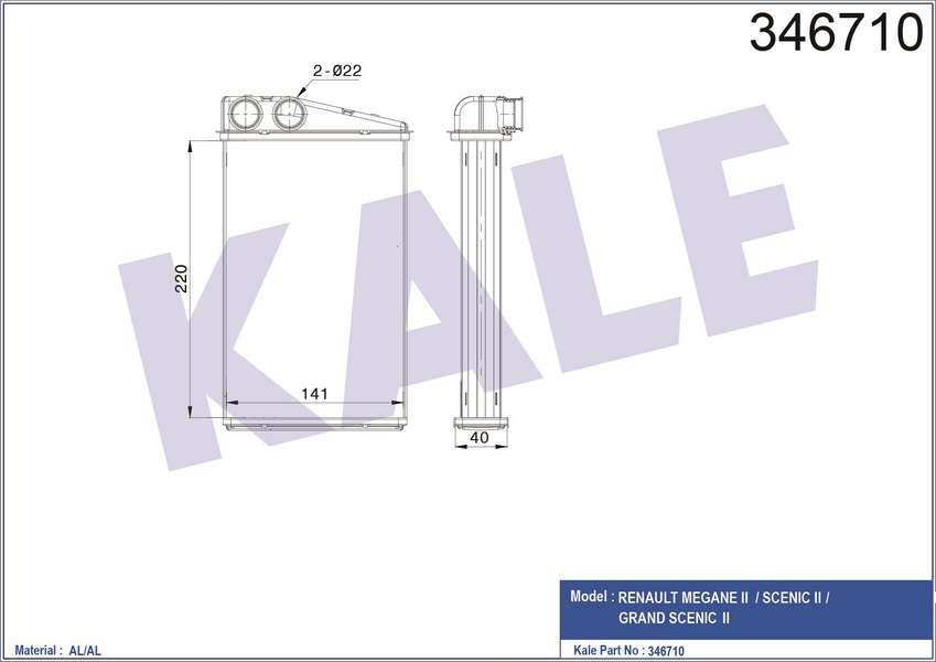 KALORIFER MEGANE II -SCENIC II-GRAND SCENIC II - KALE 346710