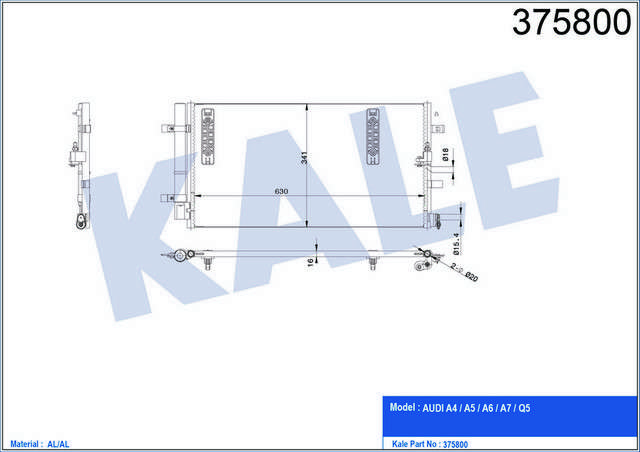 KLIMA RADYATORU A4 1.8/2.0TFSI 2.0TDI 08-16 A5 - KALE 375800