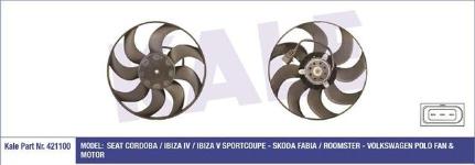 FAN MOTORU VOLKSWAGEN POLO 02-09. SKODA FABIA. - KALE 421100