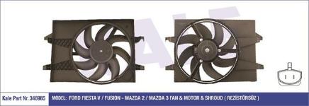 FAN RADYATOR FIESTA 02-09 1.4 16V/FUSION 05-09 - KALE 346985