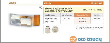 SINYAL PARK LAMBASI ON DUYLU VOLVO FH 16 BEYAZ - MARS 621619