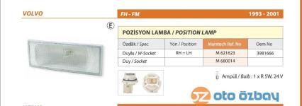 SINYAL LAMBASI ON DUYLU VOLVO FH-12 BEYAZ - MARS 621623