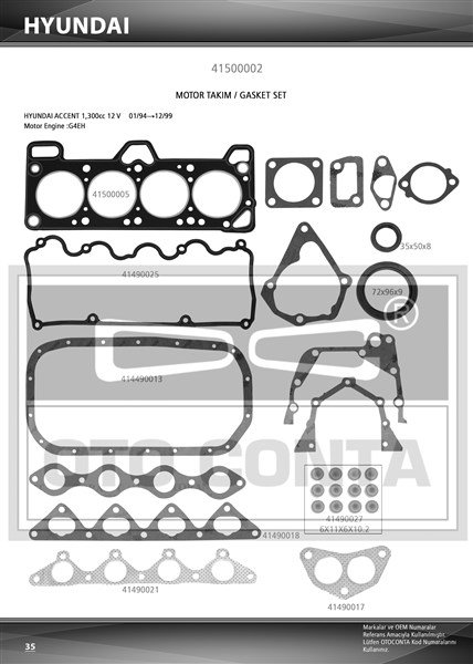 MOTOR TAKIM CONTASI KECELI ACCENT 1.3 12V BENZ - OC 41500002