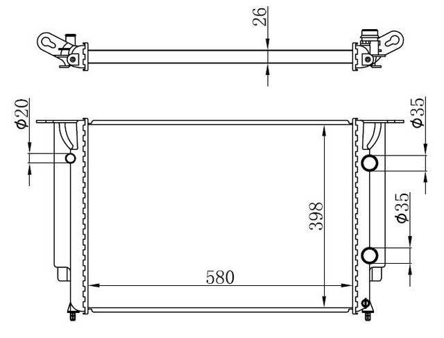 RADYATOR STILO 1.9 JTD 01- MEK 580x398x26 - ORIS BFI038026