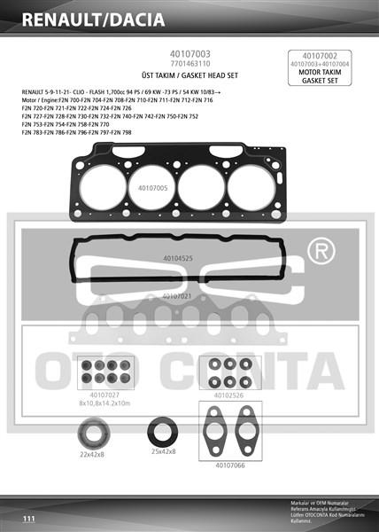 MOTOR UST TAKIM CONTA SKT KECELI SILINDI - OTOCONTA 40107003
