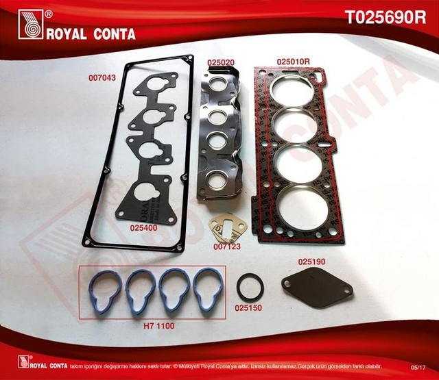 TAKIM CONTA UST SILINDIR KAPAK CONTALI SU K - ROYAL T025690R