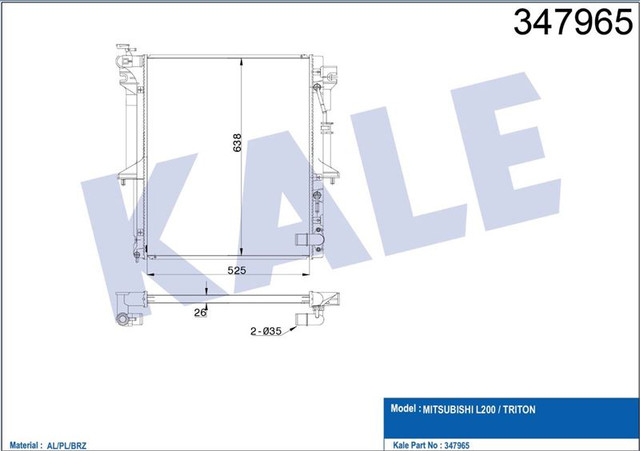 SU RADYATORU MITSUBISHI L200 CR 06-14 2.5 DI-D - KALE 347965