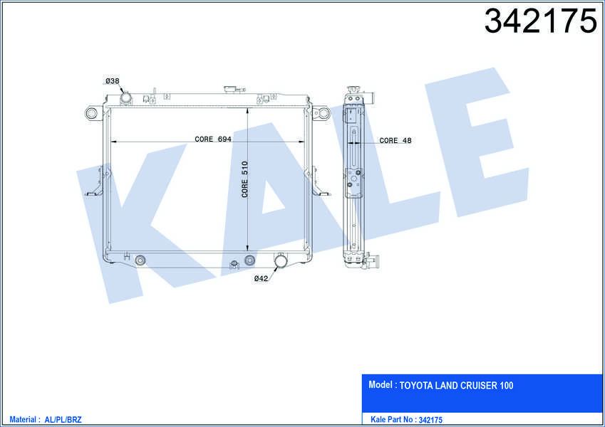 SU RADYATORU AL/PL/BRZ TOYOTA LAND CRUISER 4.7 - KALE 342175