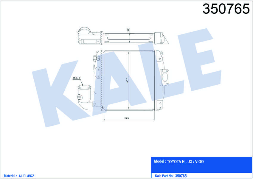 TURBO RADYATORU INTERCOOLER AL/PL/BRZ TOYOTA H - KALE 350765