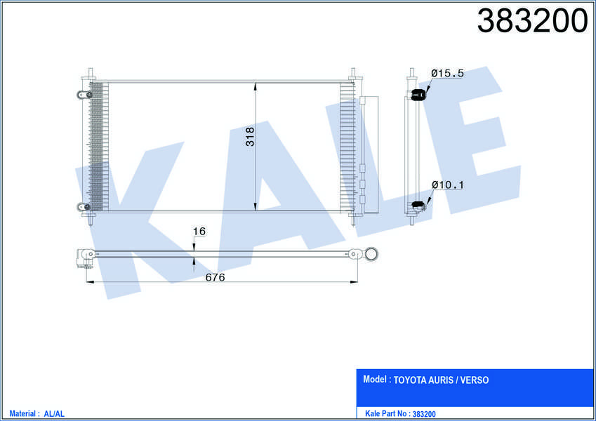 KLIMA RADYATORU KONDENSER TOYOTA COROLLA 07-18 - KALE 383200