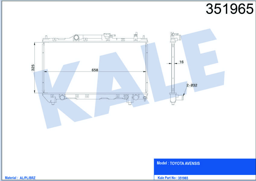 SU RADYATORU AL/PL/BRZ TOYOTA AVENSIS 1.6-1.8  - KALE 351965