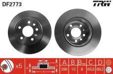 FREN DISKI ARKA 286MM  OPEL VECTRA B 99- 5 BIJO - TRW DF2773