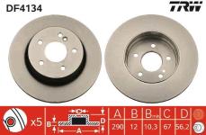 FREN DISKI ARKA 5 BIJON. BOYALI. 290 MM MERCEDE - TRW DF4134