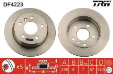 FREN DISKI ARKA MERCEDES A-CLASS W168 97 04 VAN - TRW DF4223