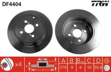 FREN DISKI ARKA DUZ- 279-4 - TOYOTA COROLLA 03- - TRW DF4404