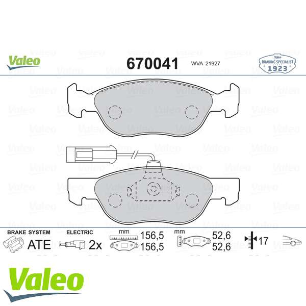 FREN BALATASI ON CIFT FISLI FIAT BRAVOBARAVA/ - VALEO 670041