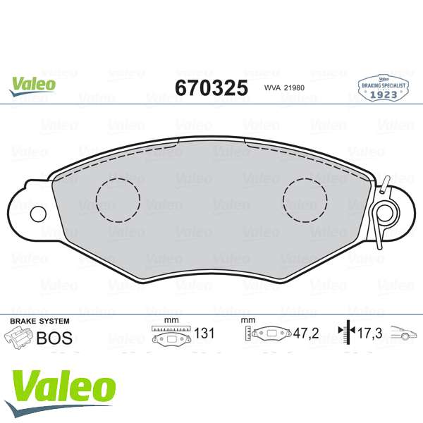 ON BALATA KNG 1.9D 97-03 -KNG 1.5DCI 01-10 -X - VALEO 670325