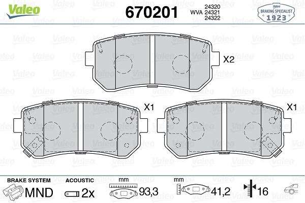 Arka Fren Balatasi Hyundai Accent Era 06-/i20 08-15/i30 07-1 - VALEO 670201
