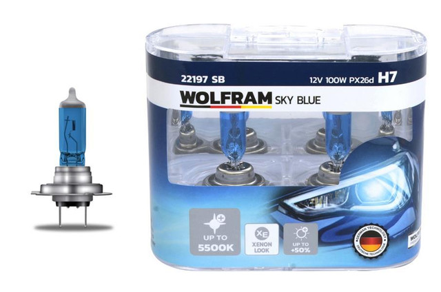 Ampul 12v H7 100 Px26d Sky Blue Beyaz İsi - WOLFRAM 22197 SB