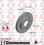FREN DISKI ON MERCEDES A-CLASS W168 - ZIMMERMANN 400.3602.20